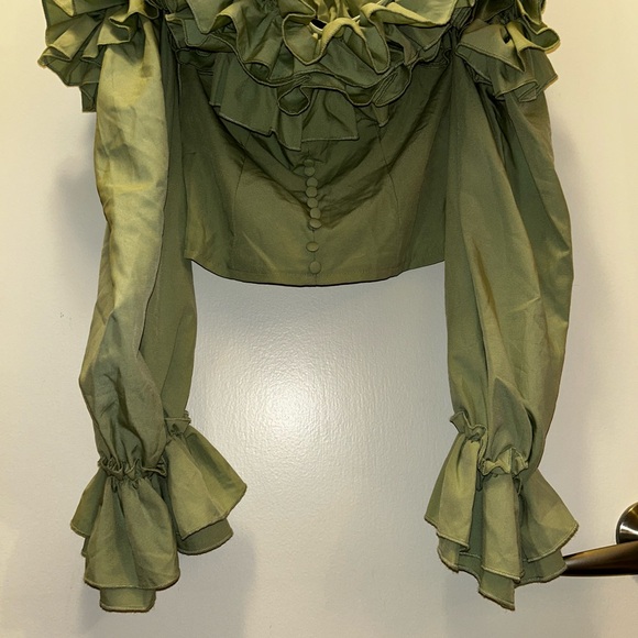 PrettyLittleThing Olive Ruffled Blouse - Picture 3 of 3